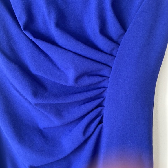 Calvin Klein Womens shift sheath dress zip up back knee length ruched blue nwot - Picture 6 of 10